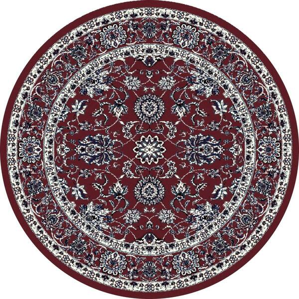Art Carpet 5 Ft. Arabella Collection Traditional Border Woven Round Area Rug, Red 841864102630